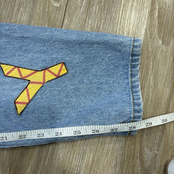 Vintage Micky Mouse Jeans Womens Size 11/12 Disney Patchwork Denim 90s - Picture 9 of 11